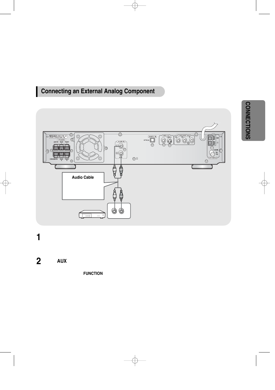 Connecting an external analog component | Samsung HT-DS100 User Manual | Page 17 / 66