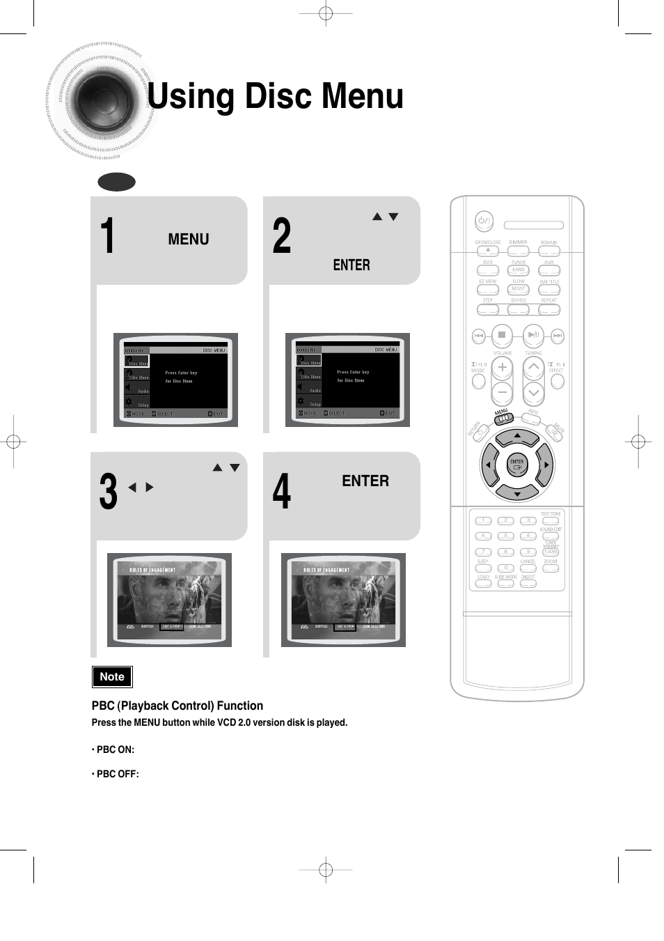 Using disc menu | Samsung HT-DS100 User Manual | Page 34 / 66