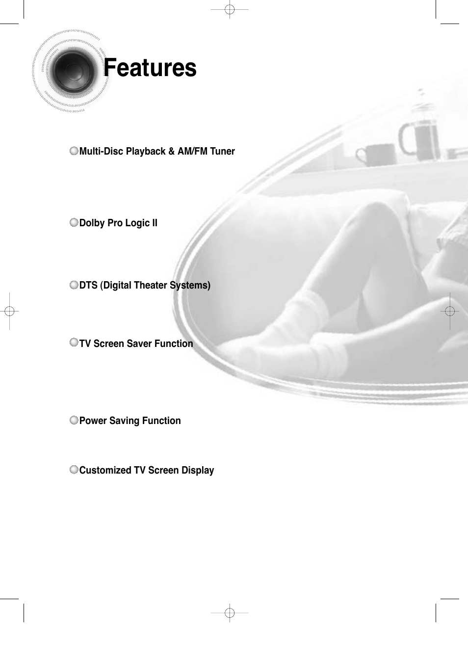 Features, Features 3 | Samsung HT-DS100 User Manual | Page 4 / 66