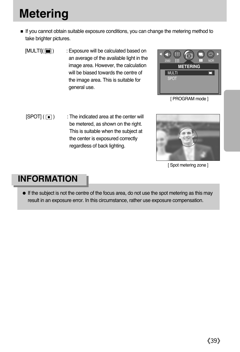 Metering, Information | Samsung A502 User Manual | Page 39 / 108