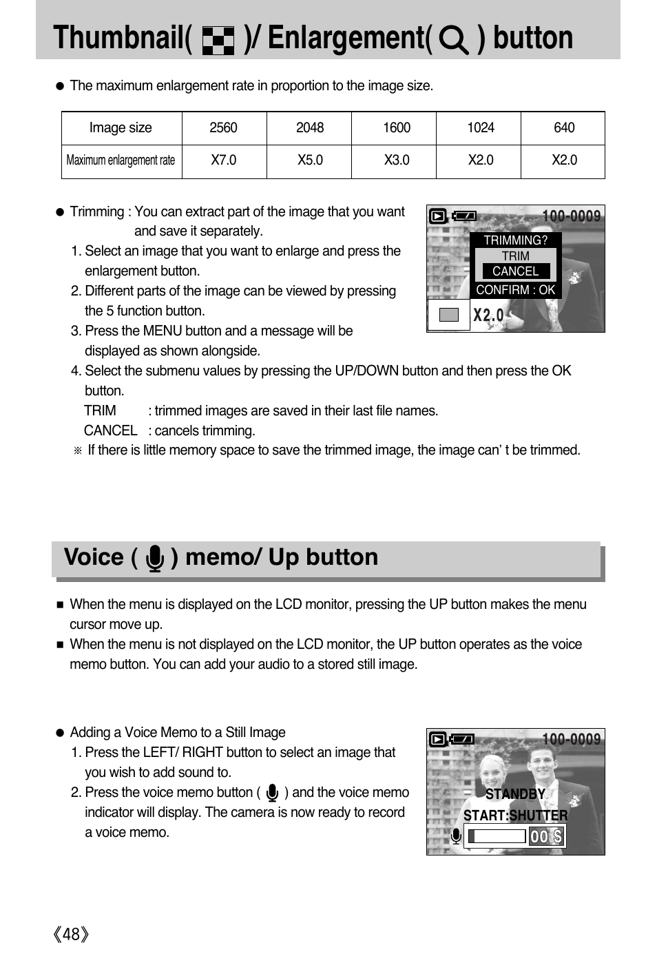 Thumbnail( )/ enlargement( ) button | Samsung A502 User Manual | Page 48 / 108