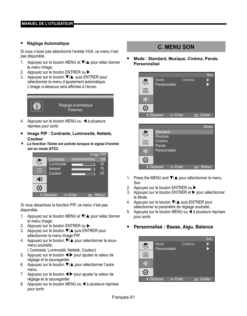 C. menu son | Samsung SMT-190Dx User Manual | Page 119 / 354