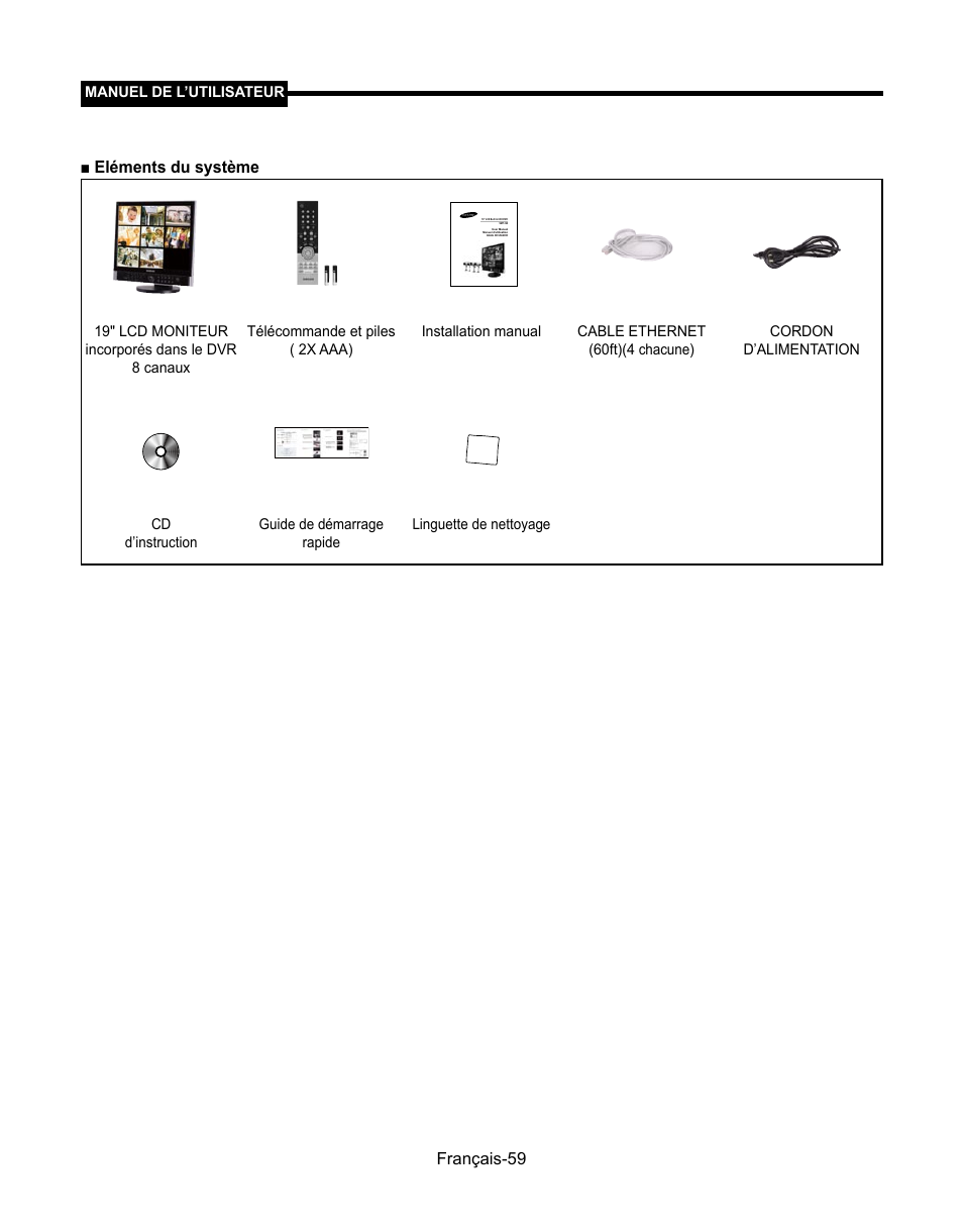 Français-59 ■ eléments du système | Samsung SMT-190Dx User Manual | Page 127 / 354