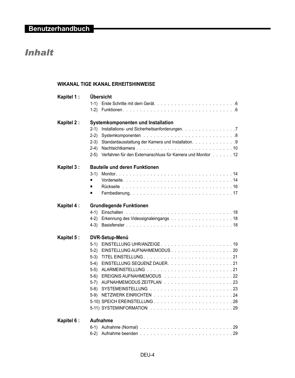 Inhalt, Benutzerhandbuch | Samsung SMT-190Dx User Manual | Page 140 / 354