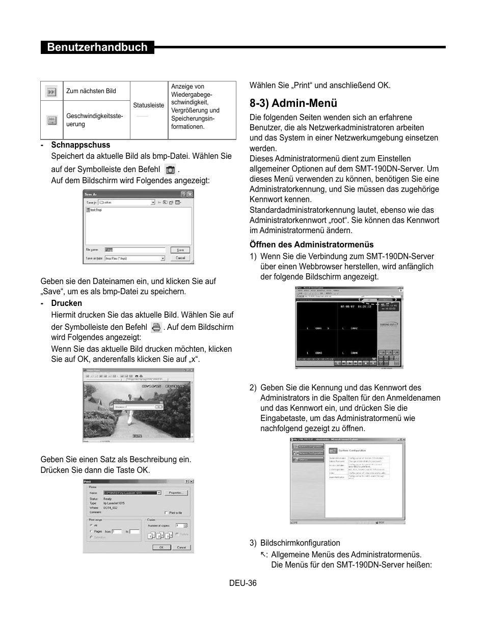Benutzerhandbuch, 3) admin-menü | Samsung SMT-190Dx User Manual | Page 172 / 354