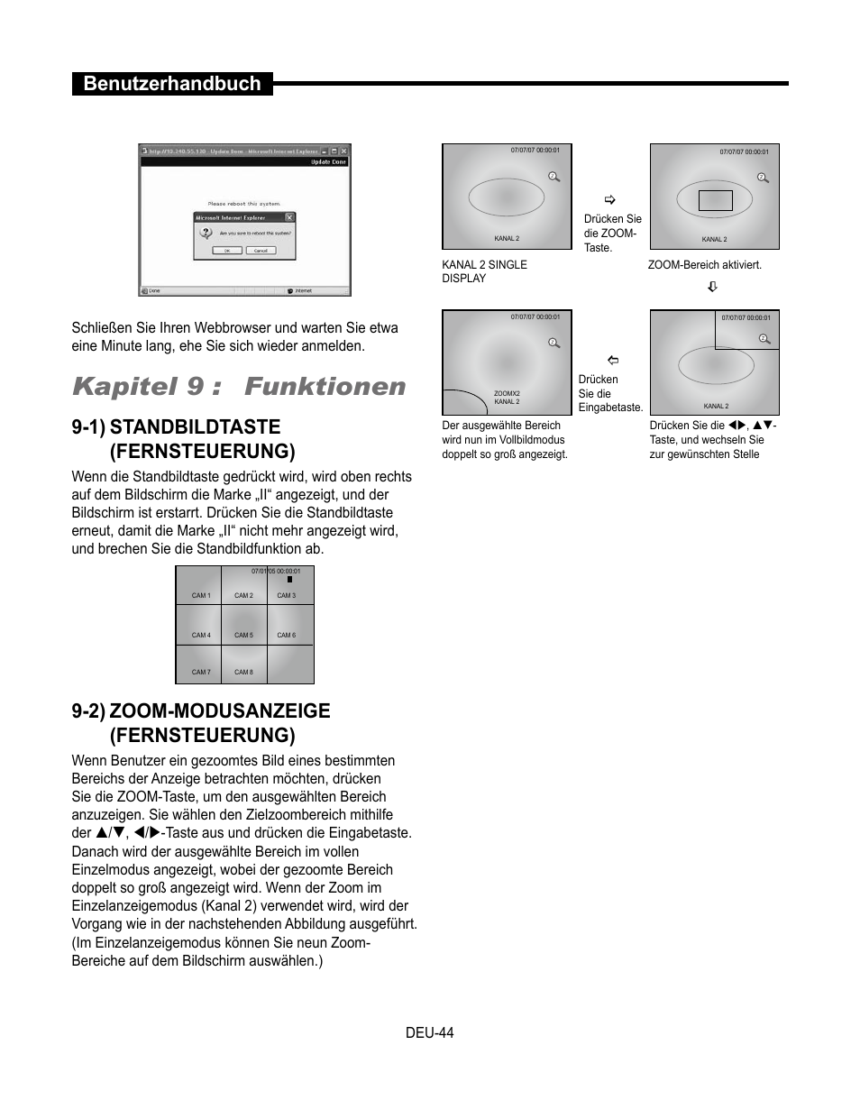 Kapitel 9 : funktionen, Benutzerhandbuch, 1) standbildtaste (fernsteuerung) | 2) zoom-modusanzeige (fernsteuerung) | Samsung SMT-190Dx User Manual | Page 180 / 354