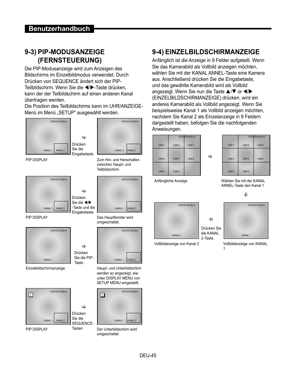 4) einzelbildschirmanzeige, Deu-5 | Samsung SMT-190Dx User Manual | Page 181 / 354