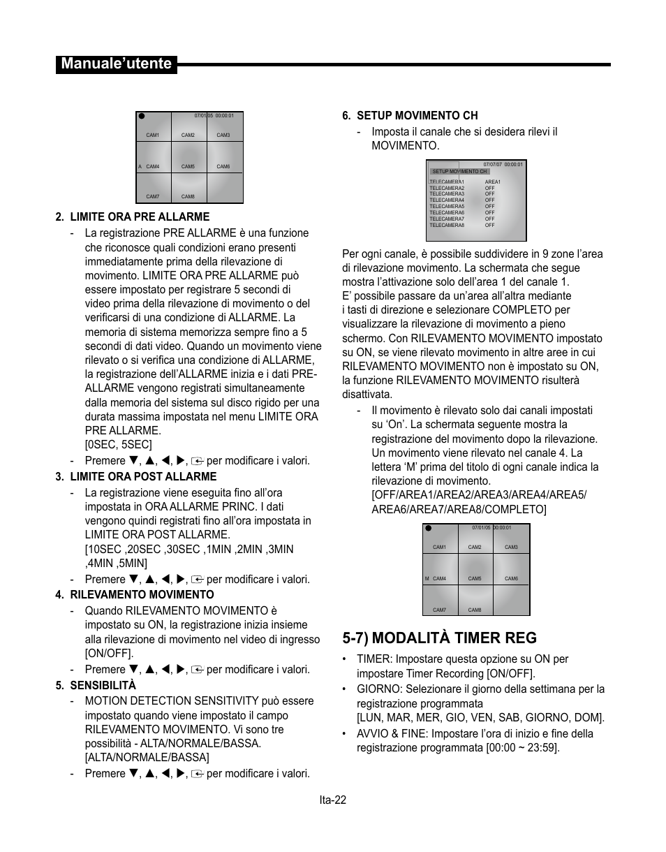 Manuale’utente, 7) modalità timer reg | Samsung SMT-190Dx User Manual | Page 234 / 354