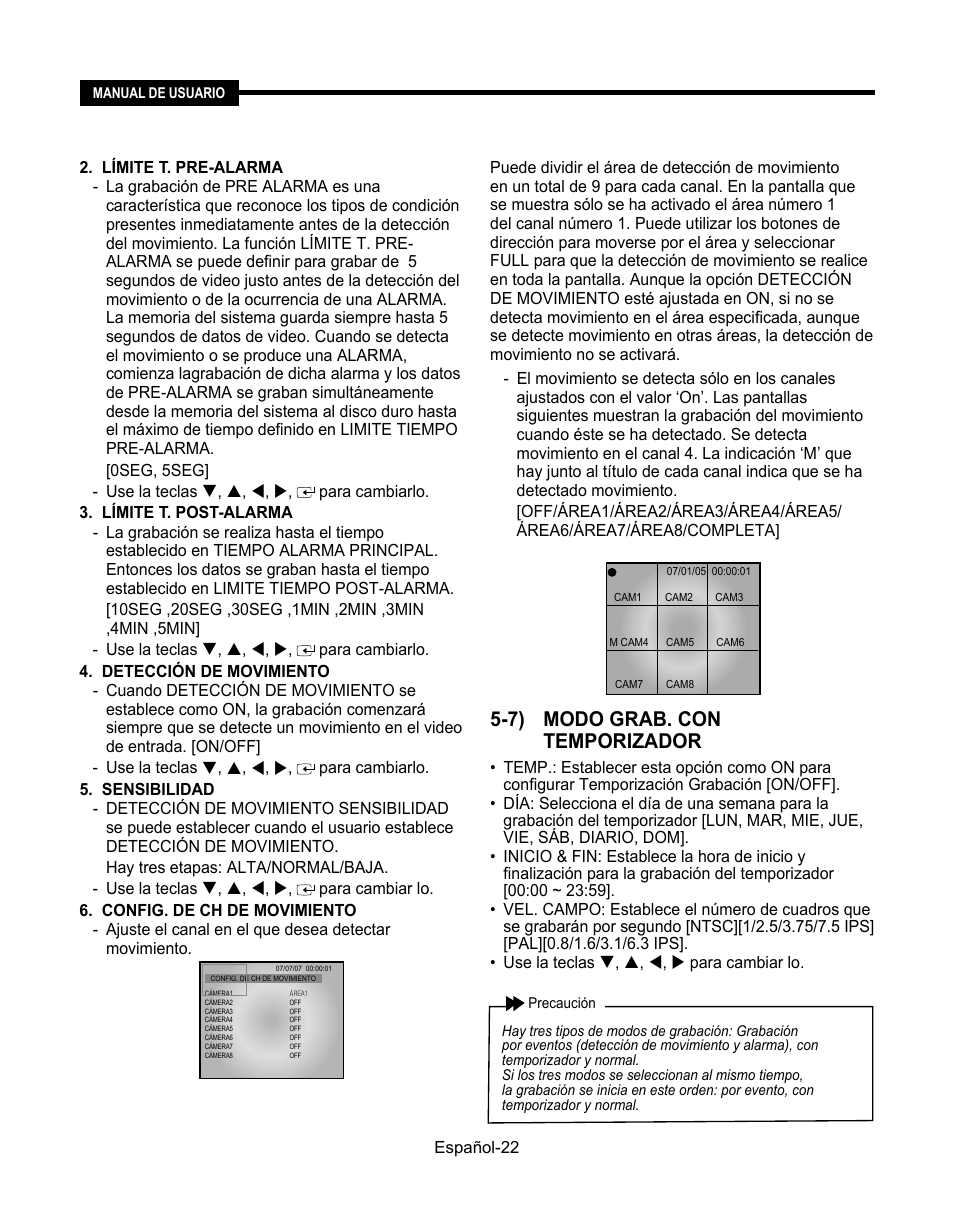 7) modo grab. con temporizador | Samsung SMT-190Dx User Manual | Page 308 / 354