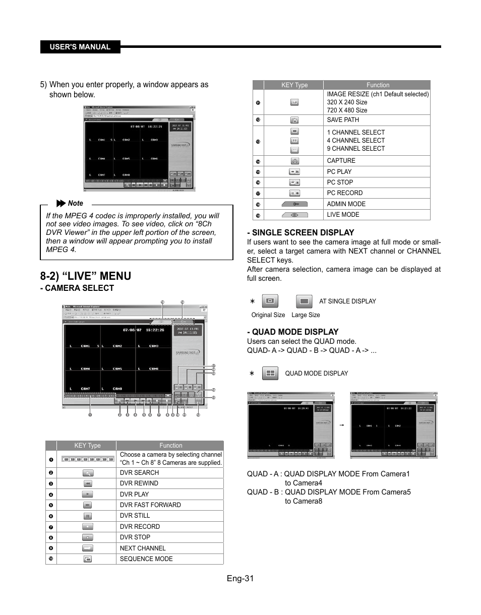 2) “live” menu | Samsung SMT-190Dx User Manual | Page 31 / 354