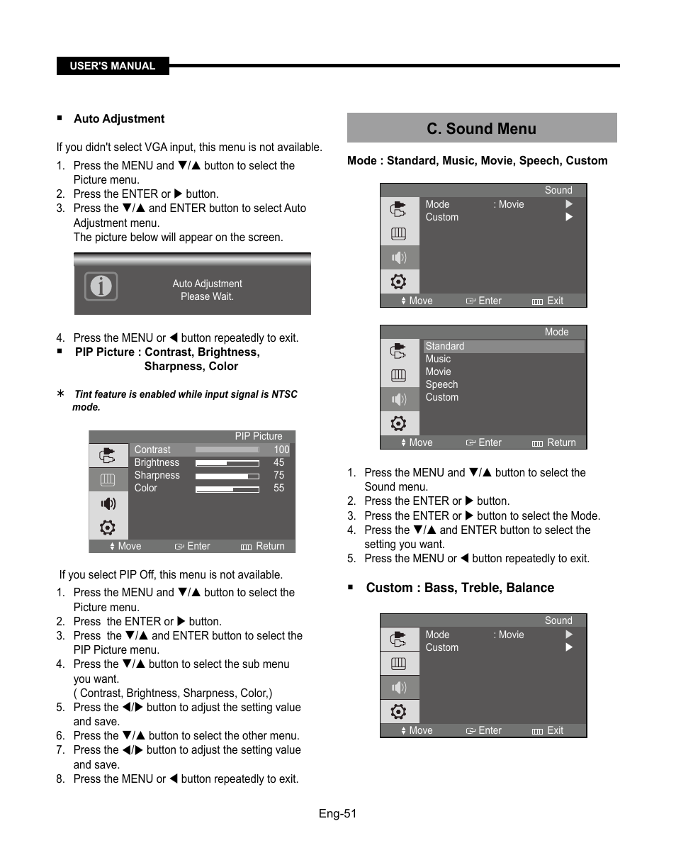 C. sound menu | Samsung SMT-190Dx User Manual | Page 51 / 354