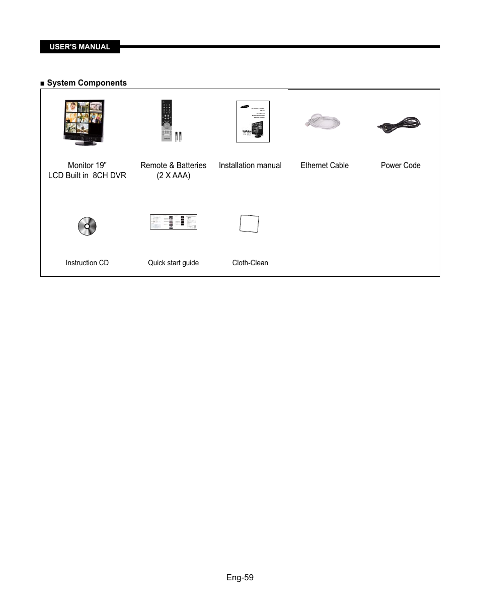 Eng-59, System components | Samsung SMT-190Dx User Manual | Page 59 / 354