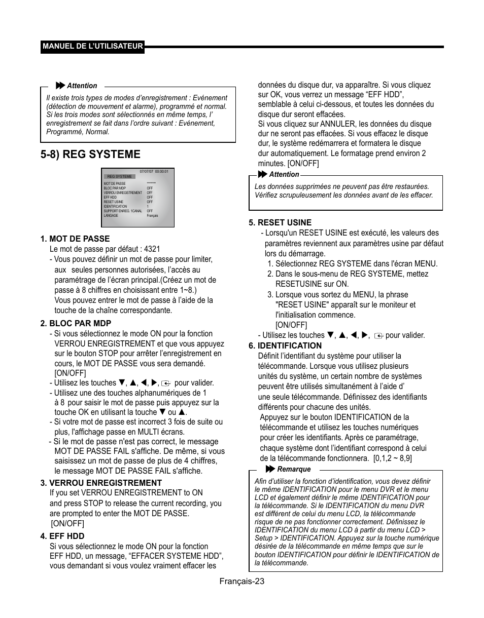 8) reg systeme | Samsung SMT-190Dx User Manual | Page 91 / 354