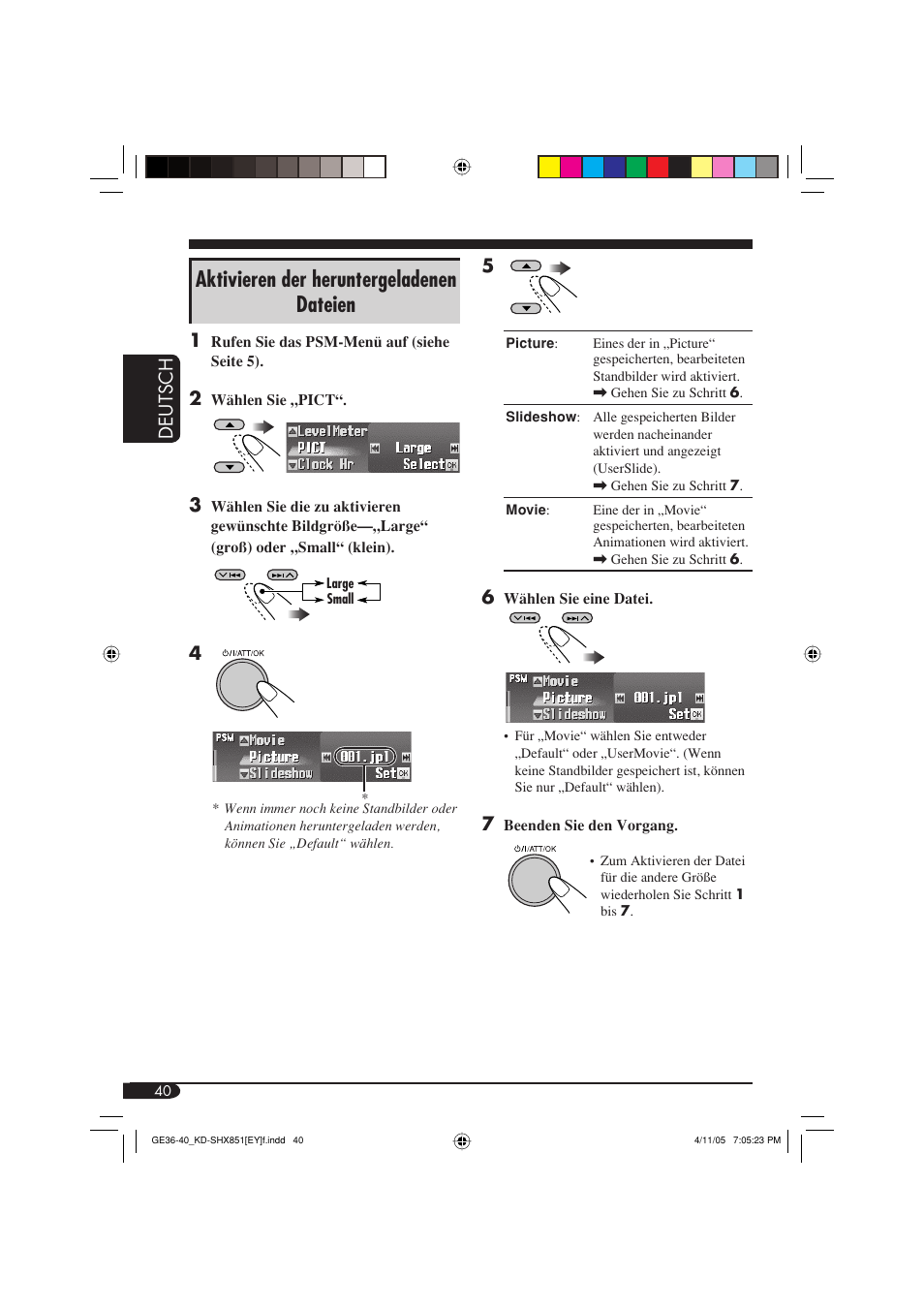 Aktivieren der heruntergeladenen dateien, Deutsch | JVC KD-SHX851 User Manual | Page 104 / 195