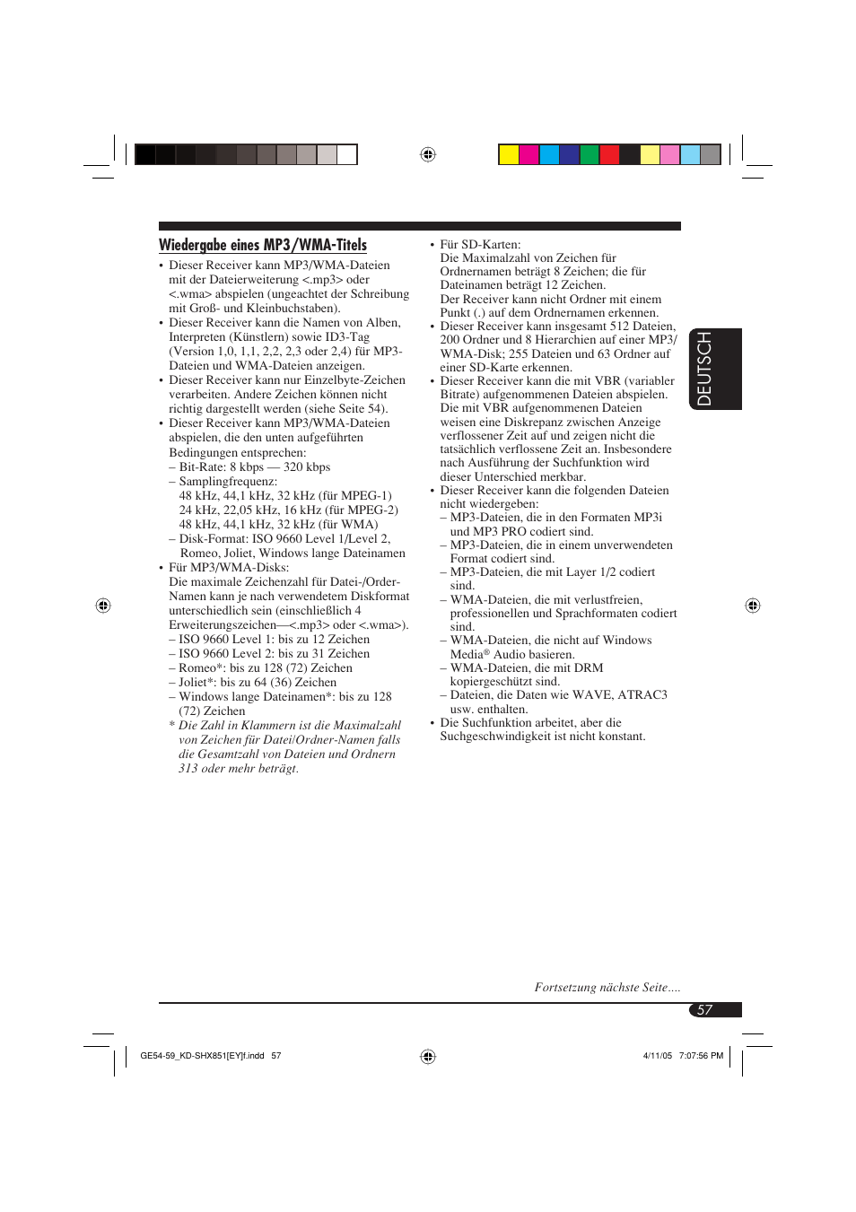 Deutsch | JVC KD-SHX851 User Manual | Page 121 / 195