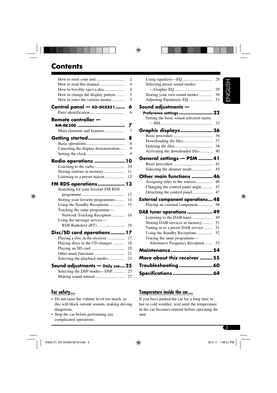 JVC KD-SHX851 User Manual | Page 3 / 195