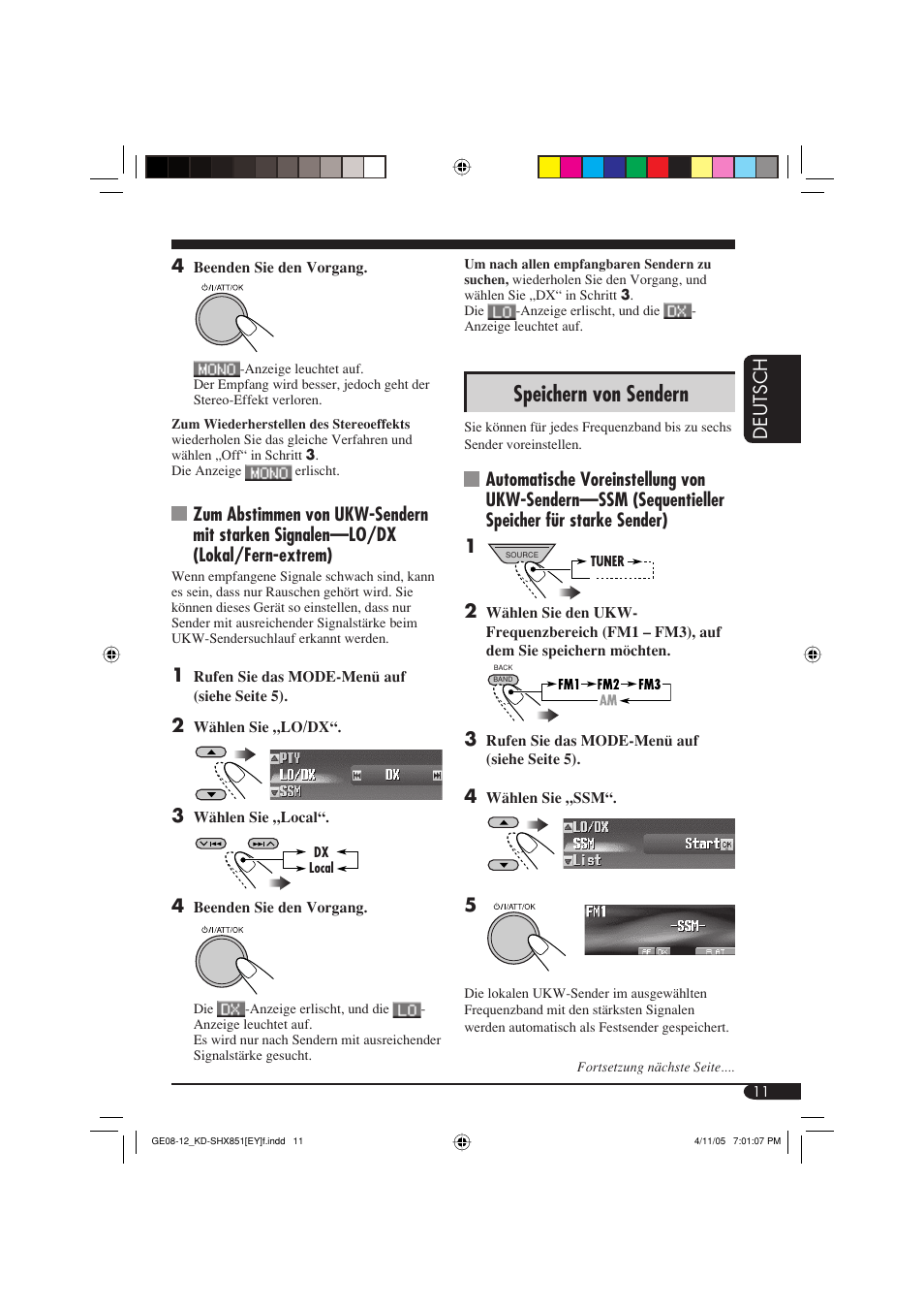 Speichern von sendern, Deutsch 4 | JVC KD-SHX851 User Manual | Page 75 / 195