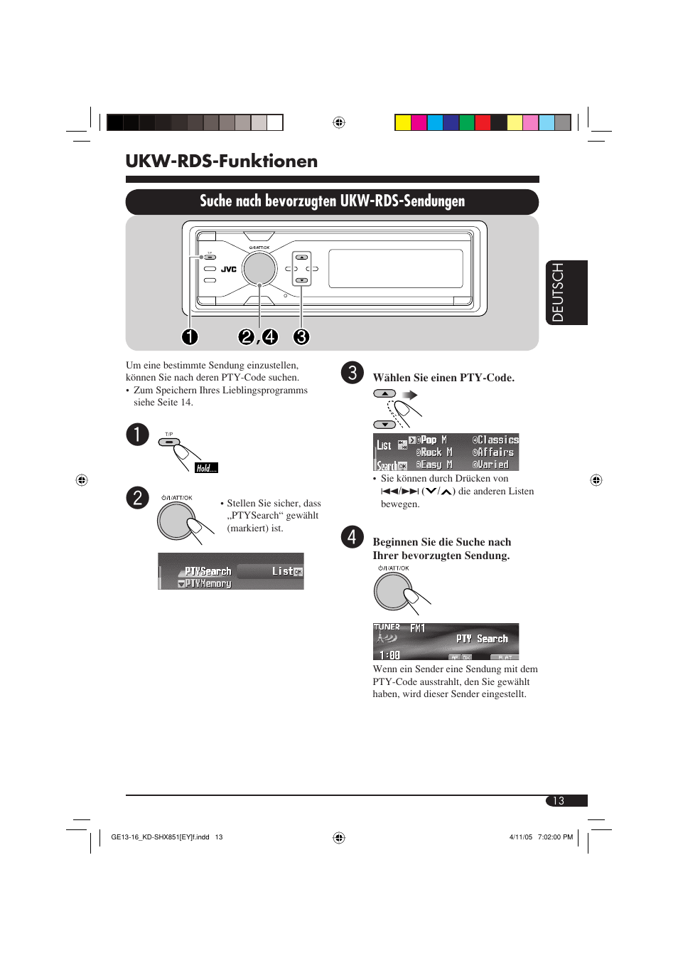 Ukw-rds-funktionen, Suche nach bevorzugten ukw-rds-sendungen | JVC KD-SHX851 User Manual | Page 77 / 195