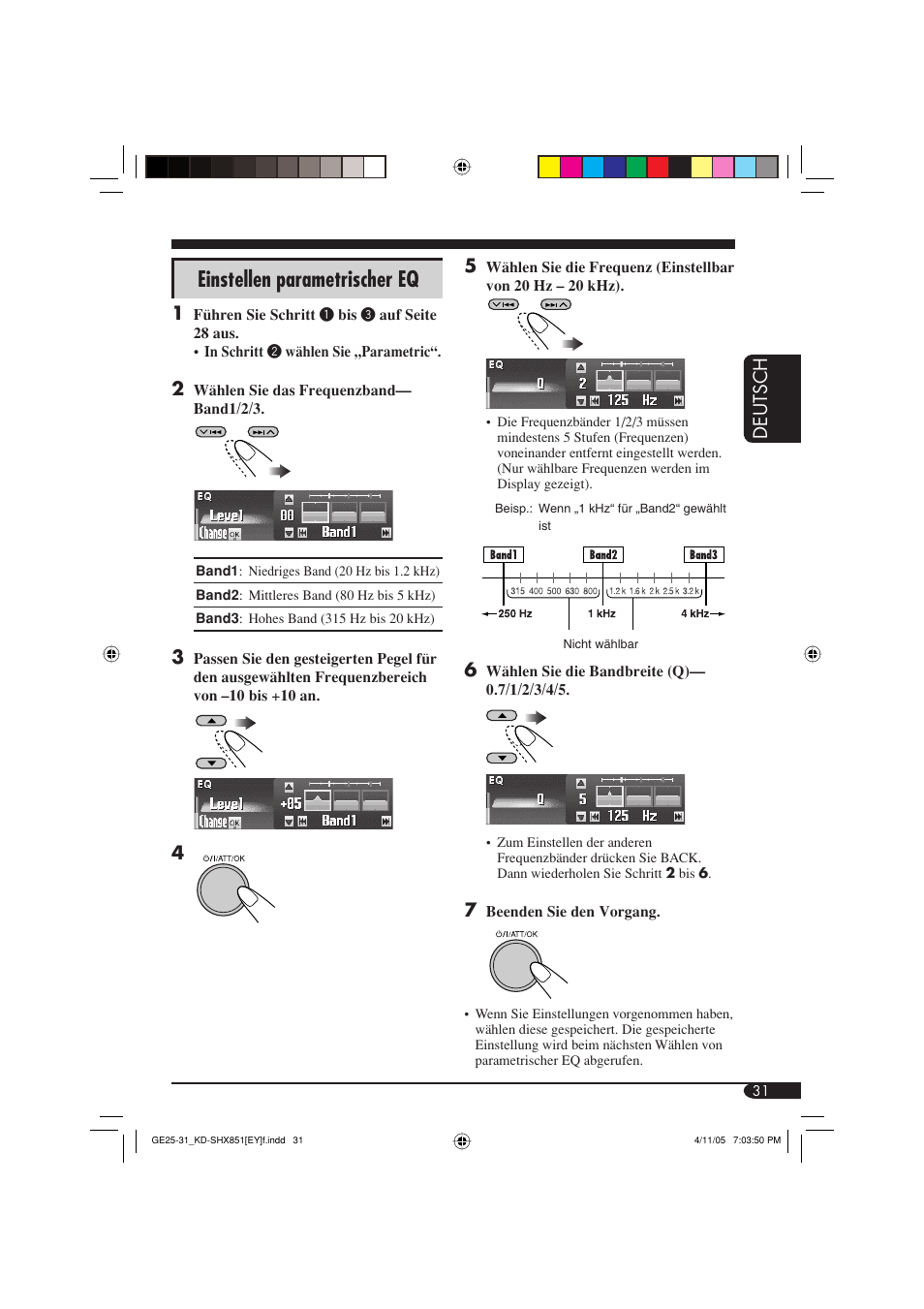 Einstellen parametrischer eq, Deutsch | JVC KD-SHX851 User Manual | Page 95 / 195
