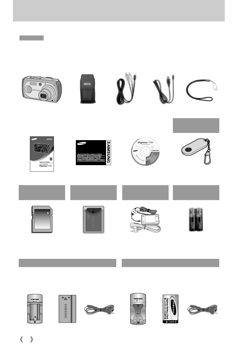 Manufacturer's contents | Samsung Digimax V50 User Manual | Page 10 / 124