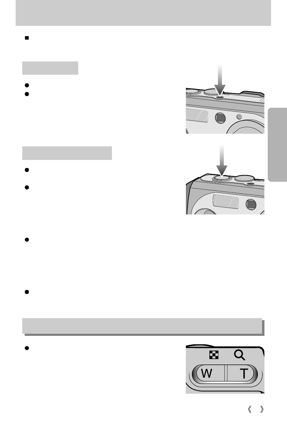 Using the camera buttons to adjust the camera, Zoom w/t button | Samsung Digimax V50 User Manual | Page 29 / 124
