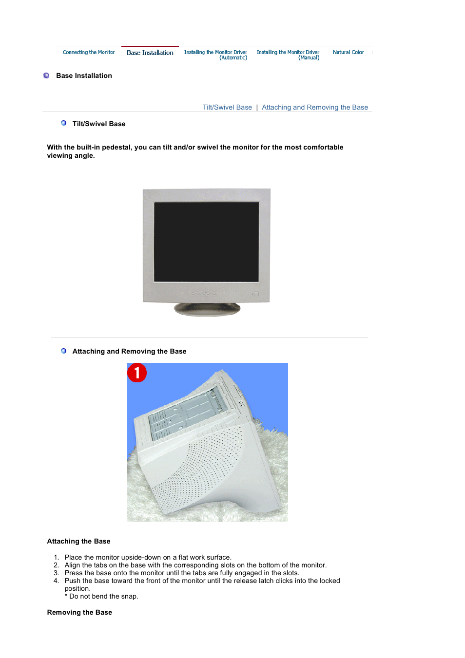 Base installation | Samsung 1100MB User Manual | Page 14 / 62