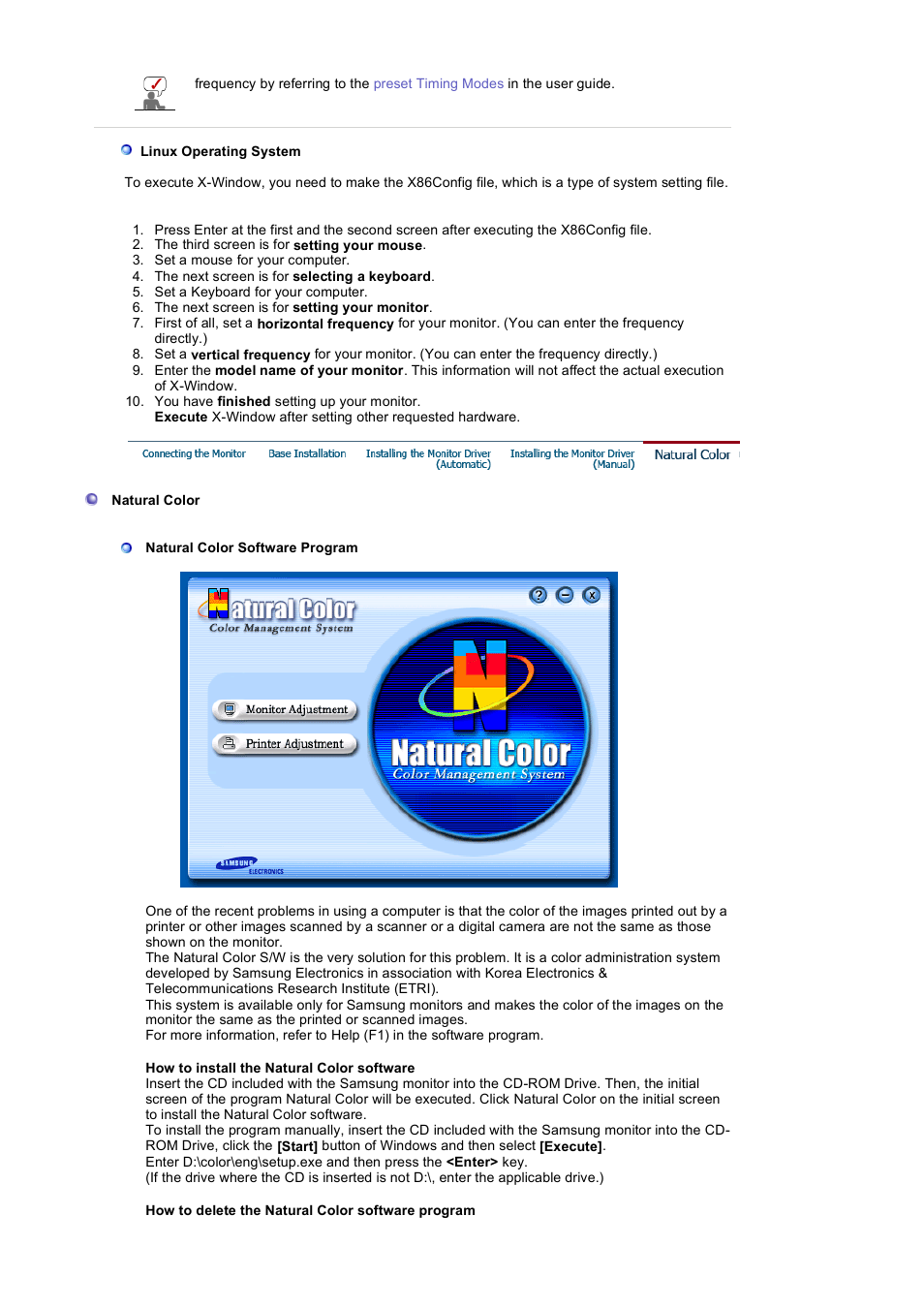 Natural color | Samsung 1100MB User Manual | Page 20 / 62