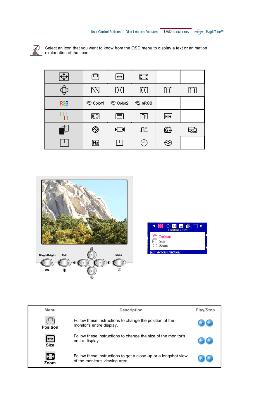 Osd functions | Samsung 1100MB User Manual | Page 25 / 62