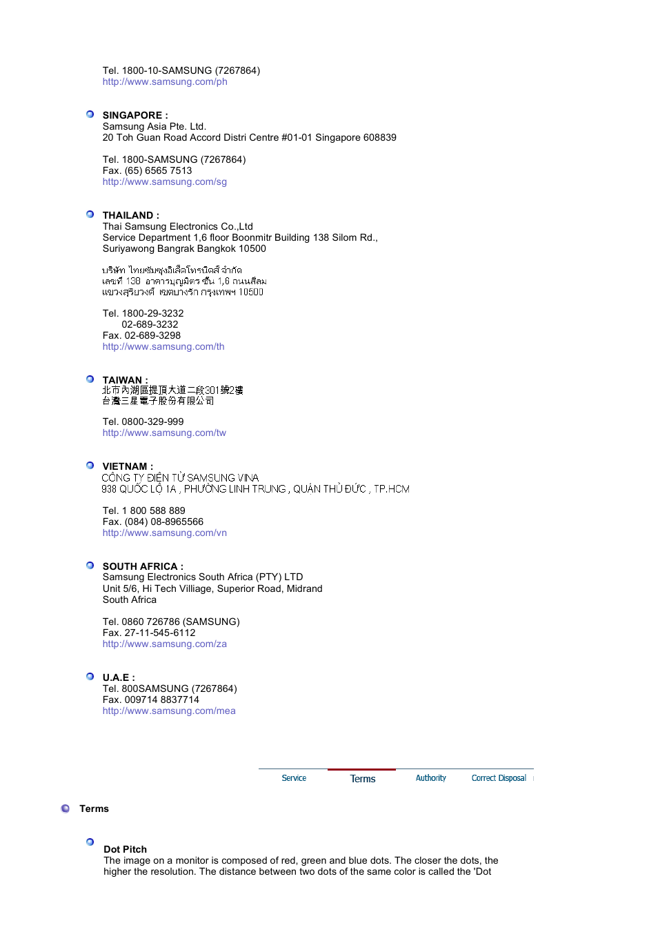 Terms | Samsung 1100MB User Manual | Page 59 / 62