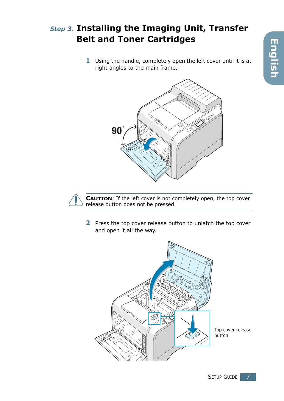 Step 3, Installing the imaging unit, transfer, Belt and toner cartridges | English | Samsung CLP 550 User Manual | Page 7 / 289