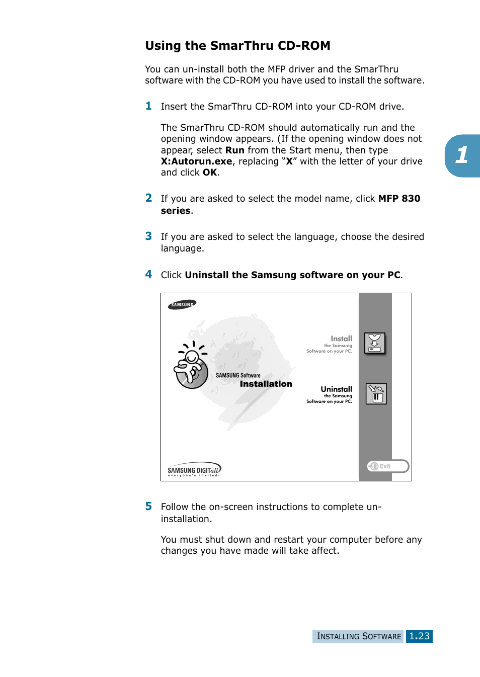 Using the smarthru cd-rom | Samsung 835P User Manual | Page 26 / 51
