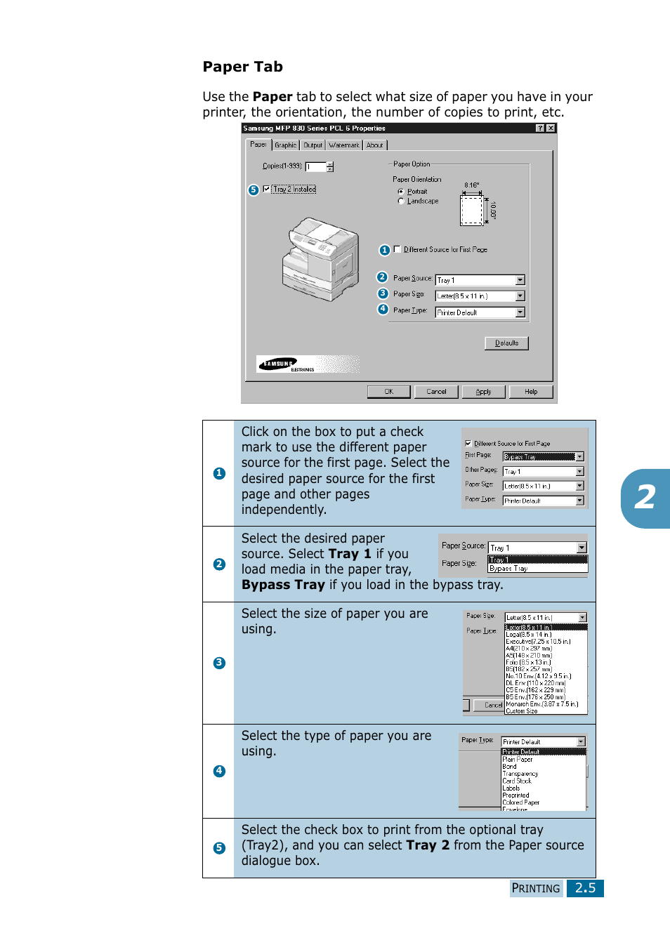 Paper tab | Samsung 835P User Manual | Page 32 / 51