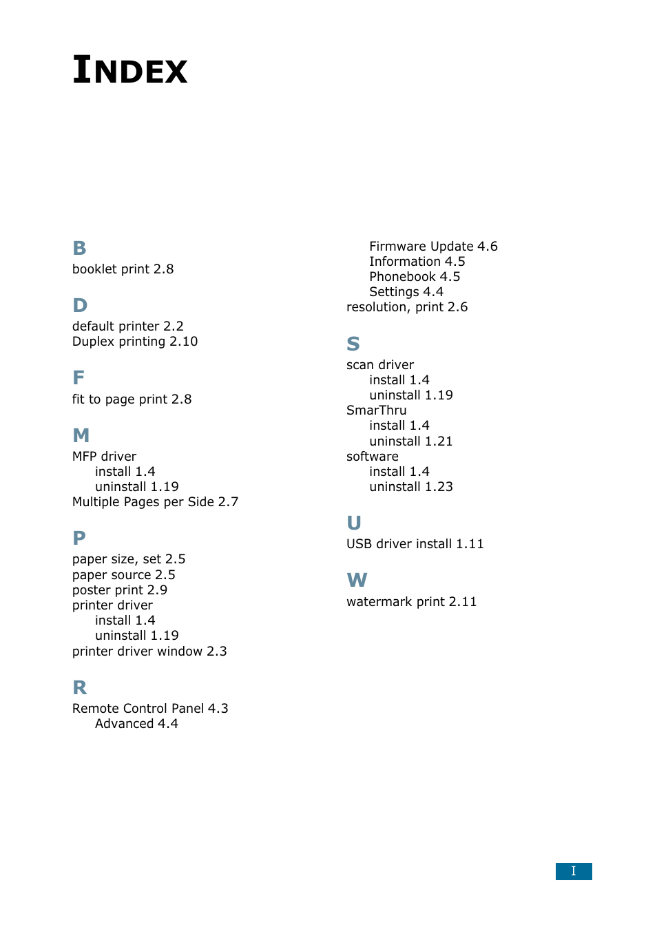 Index, Ndex | Samsung 835P User Manual | Page 50 / 51