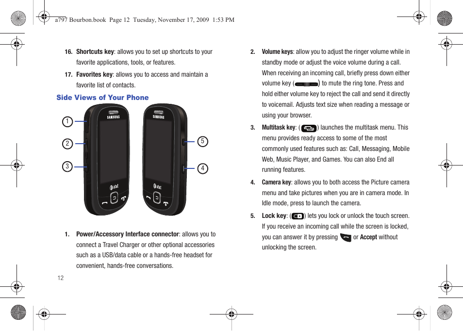 Side views of your phone | Samsung FLIGHT SGH-A797 User Manual | Page 16 / 177