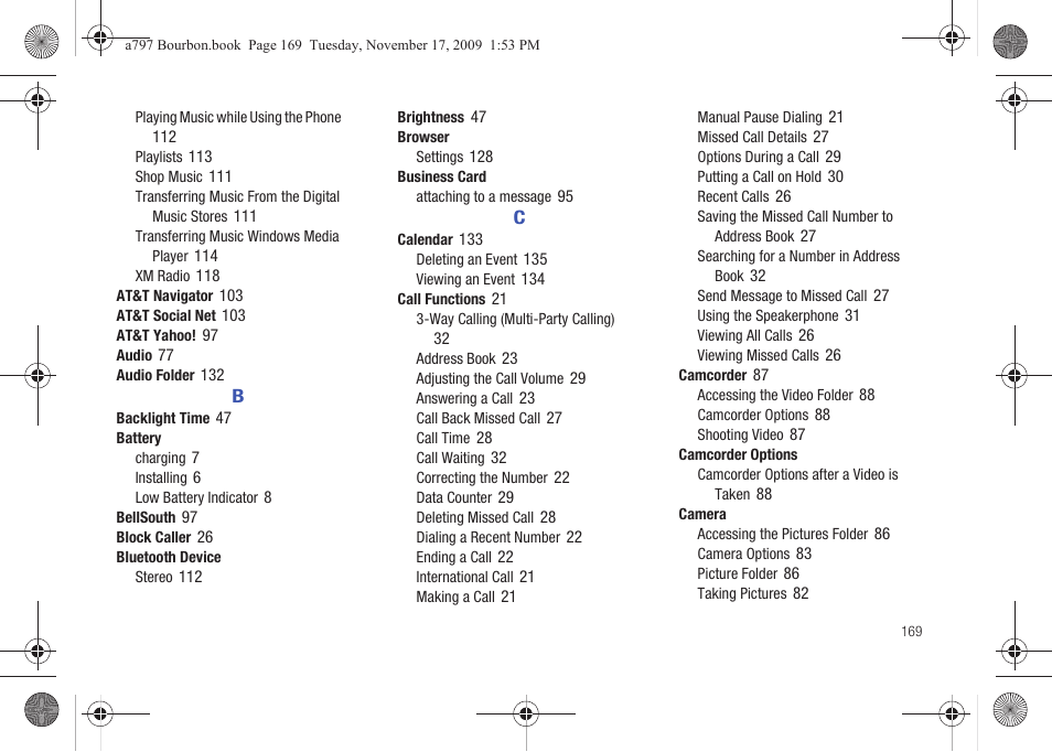 Samsung FLIGHT SGH-A797 User Manual | Page 173 / 177