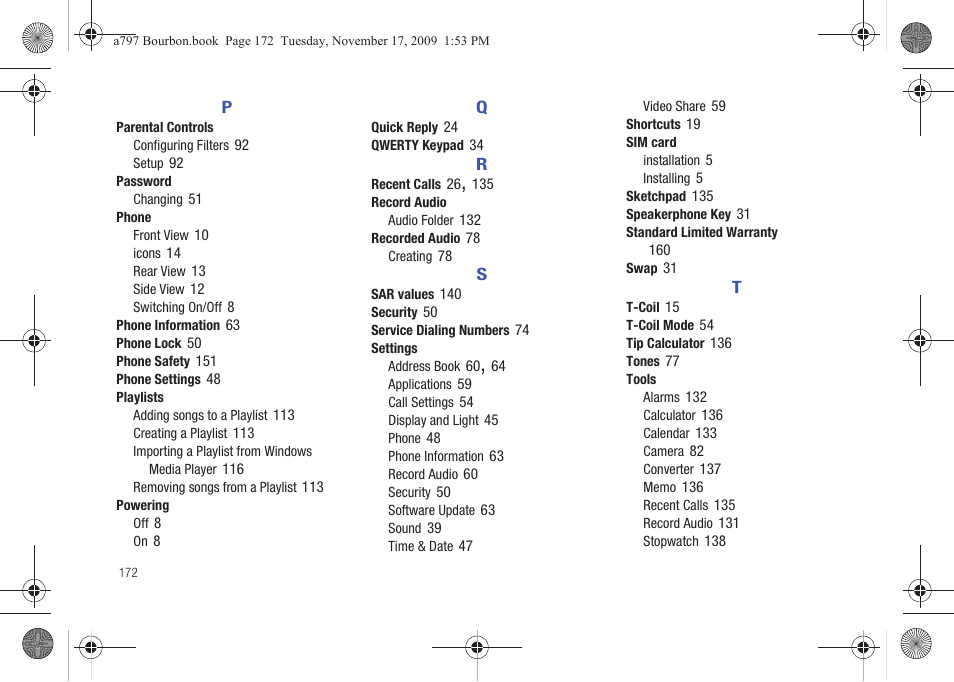 Samsung FLIGHT SGH-A797 User Manual | Page 176 / 177