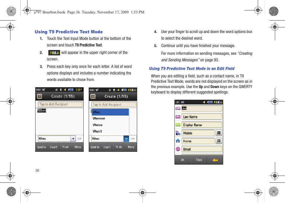 Using t9 predictive text mode | Samsung FLIGHT SGH-A797 User Manual | Page 40 / 177