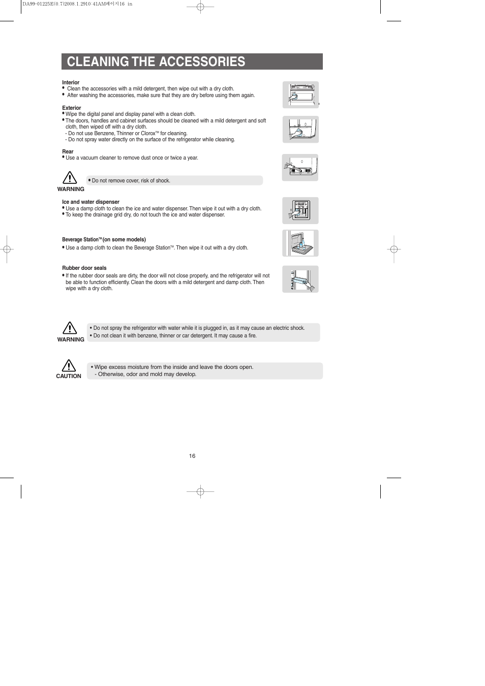 Cleaning the accessories | Samsung DA99-01225E User Manual | Page 16 / 40