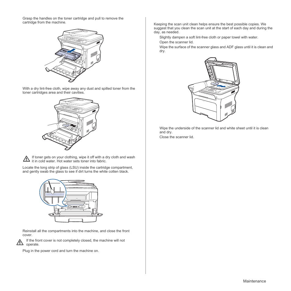 Cleaning the scan unit | Samsung SCX-4828FN User Manual | Page 59 / 143