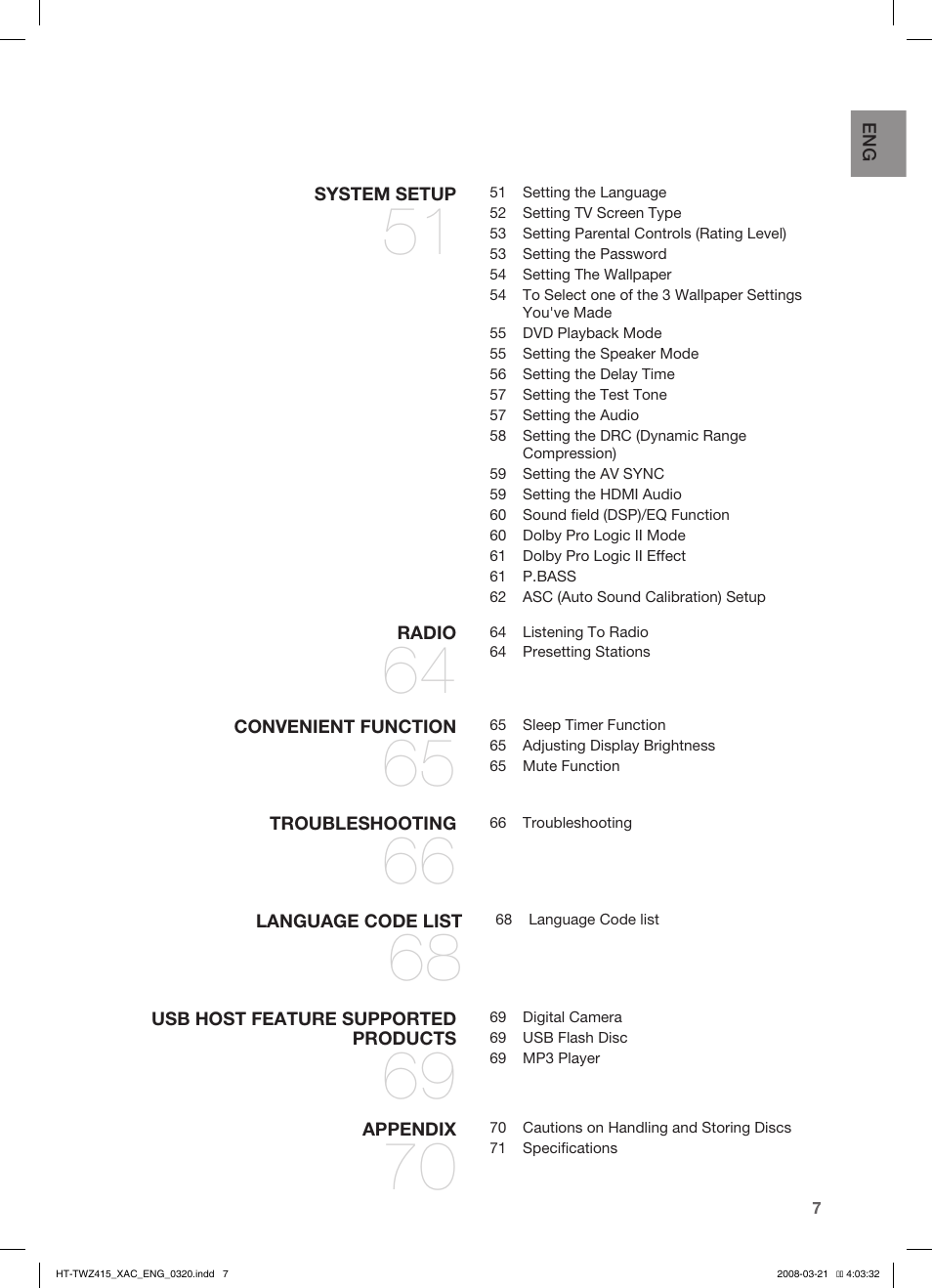 Samsung HT-TWZ415 User Manual | Page 7 / 75