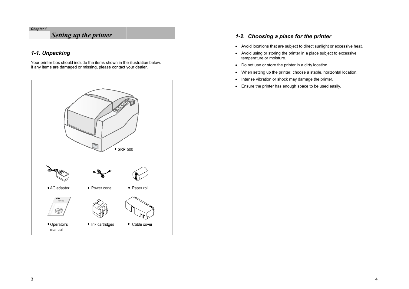 Setting up the printer | Samsung SRP-500 User Manual | Page 6 / 41