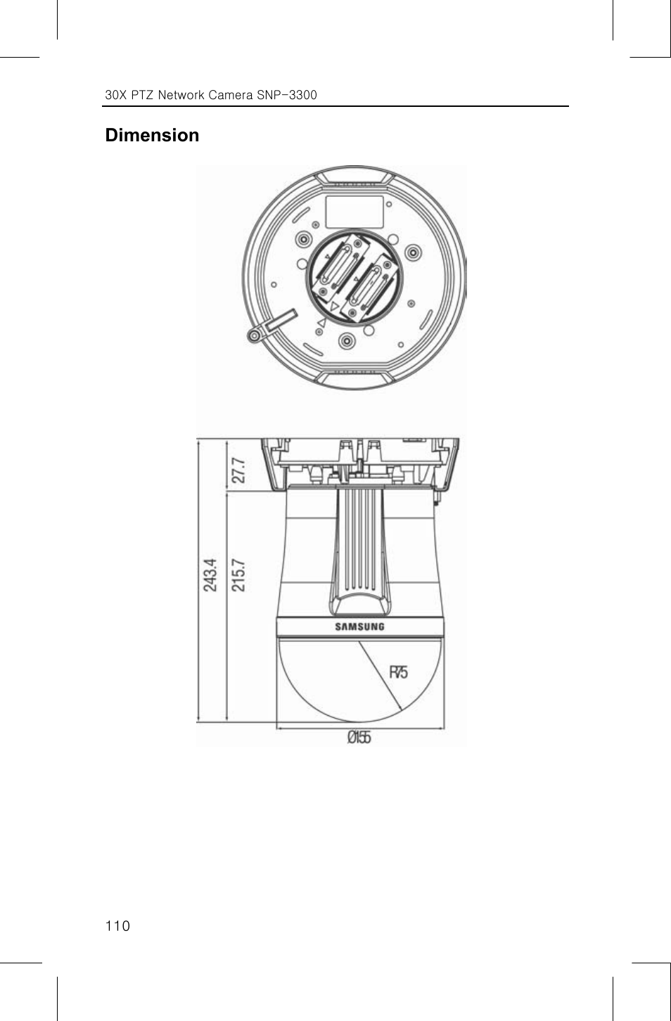 Dimension | Samsung IPOLIS SNP-3300 User Manual | Page 114 / 116