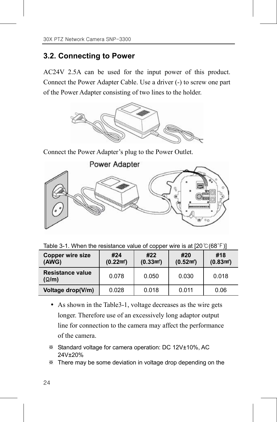 Connecting to power | Samsung IPOLIS SNP-3300 User Manual | Page 28 / 116