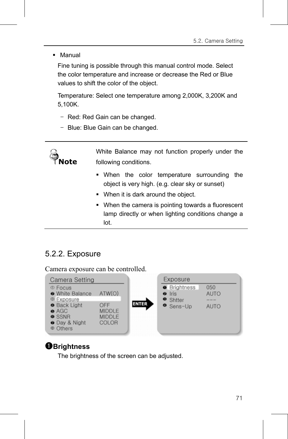 Exposure | Samsung IPOLIS SNP-3300 User Manual | Page 75 / 116