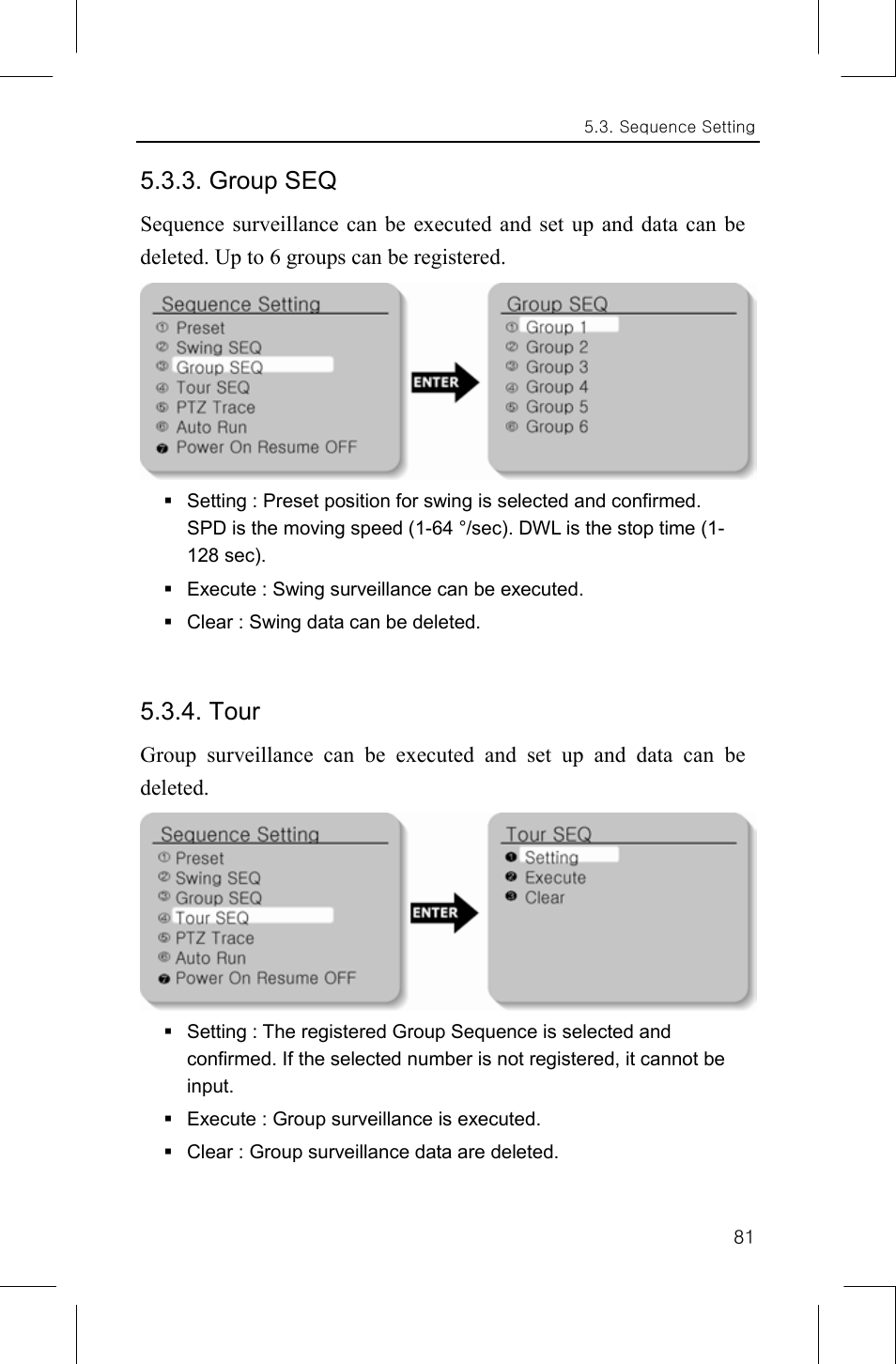 Group seq, Tour | Samsung IPOLIS SNP-3300 User Manual | Page 85 / 116