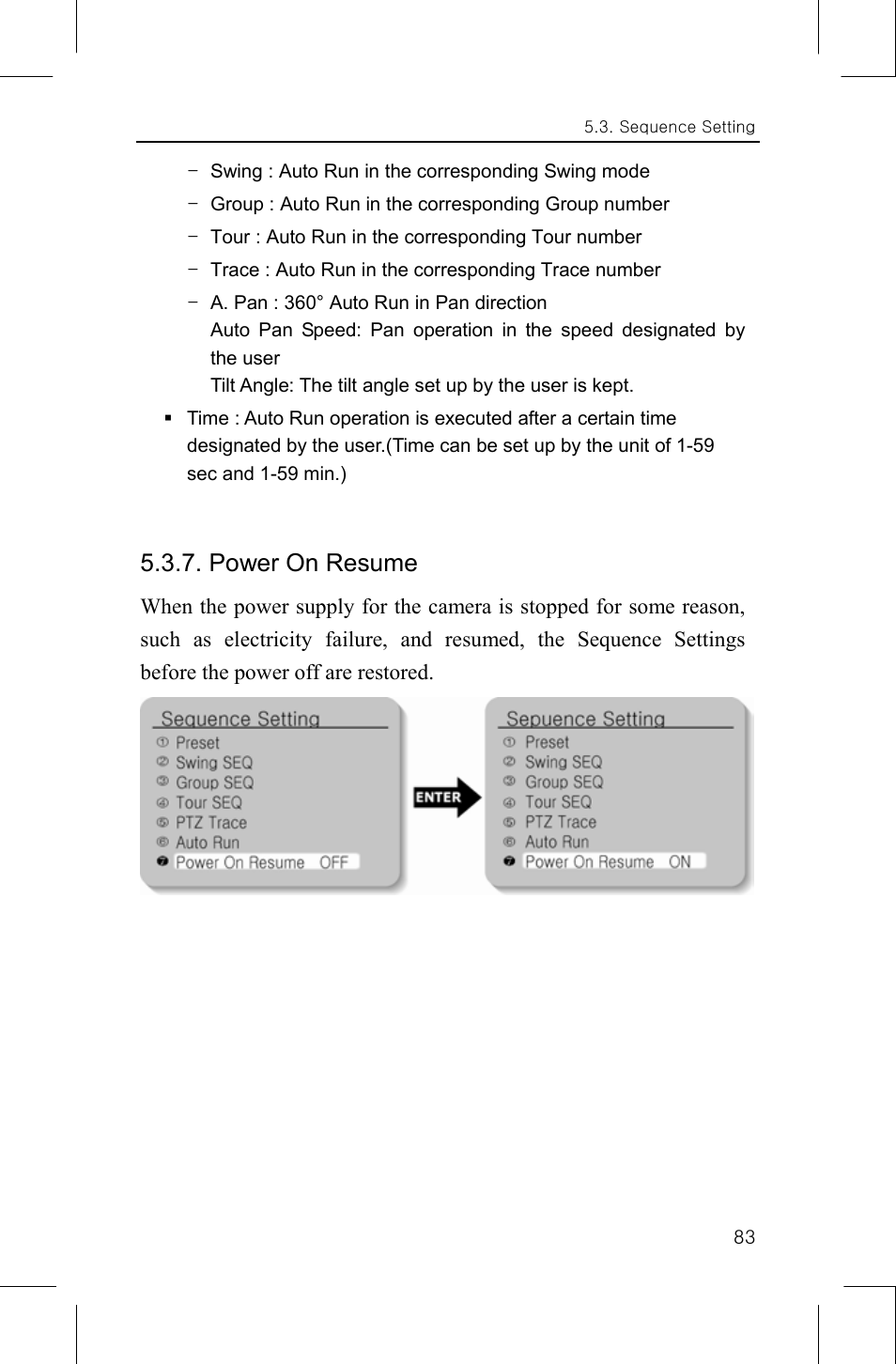 Power on resume | Samsung IPOLIS SNP-3300 User Manual | Page 87 / 116