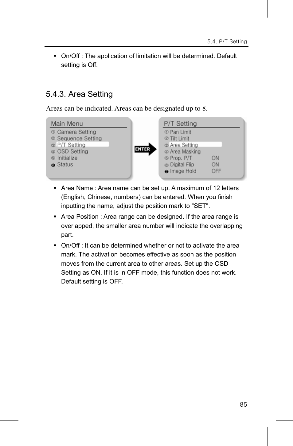 Area setting | Samsung IPOLIS SNP-3300 User Manual | Page 89 / 116