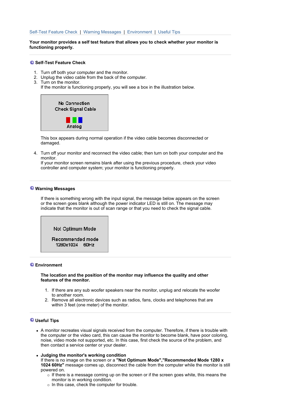 Self-test feature check | Samsung 173P Plus User Manual | Page 44 / 57