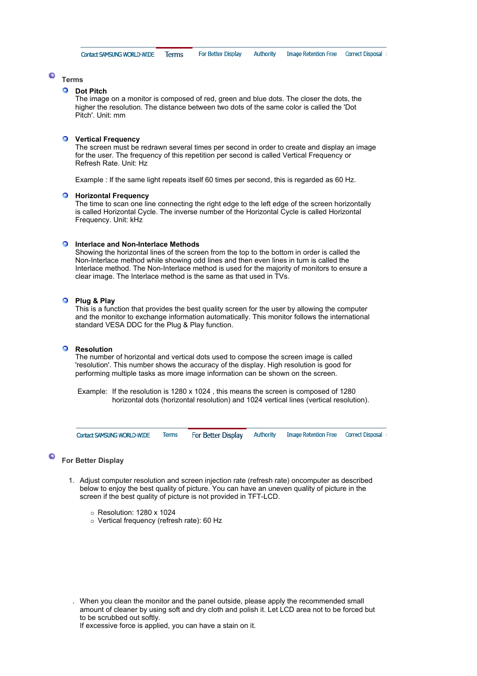 For better display, Authority | Samsung 173P Plus User Manual | Page 53 / 57