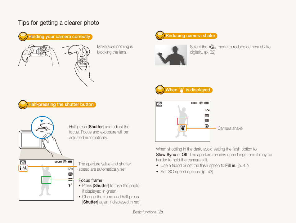 Tips for getting a clearer photo | Samsung TL205 User Manual | Page 26 / 100